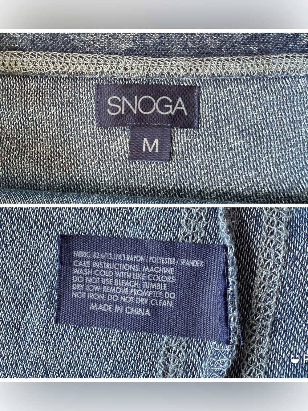 Snoga Acid Washed Blue Stretch Denim Long Column Jean Skirt size Medium Cottage - Picture 13 of 16